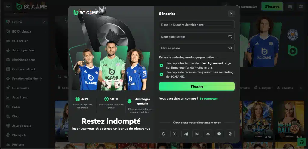 Créez un nouveau compte joueur